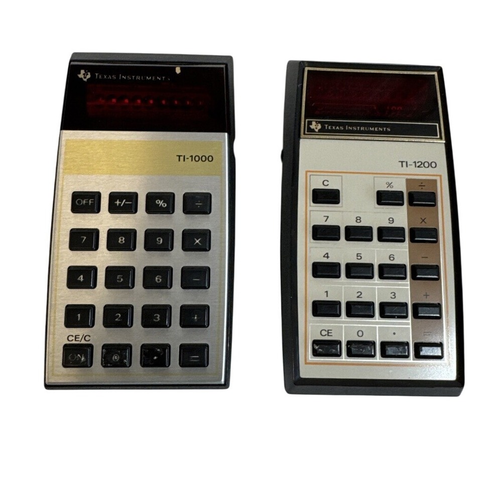 Vintage‎ Texas Instruments TI-1000 TI-1200 Calculators Retro Office Electronics